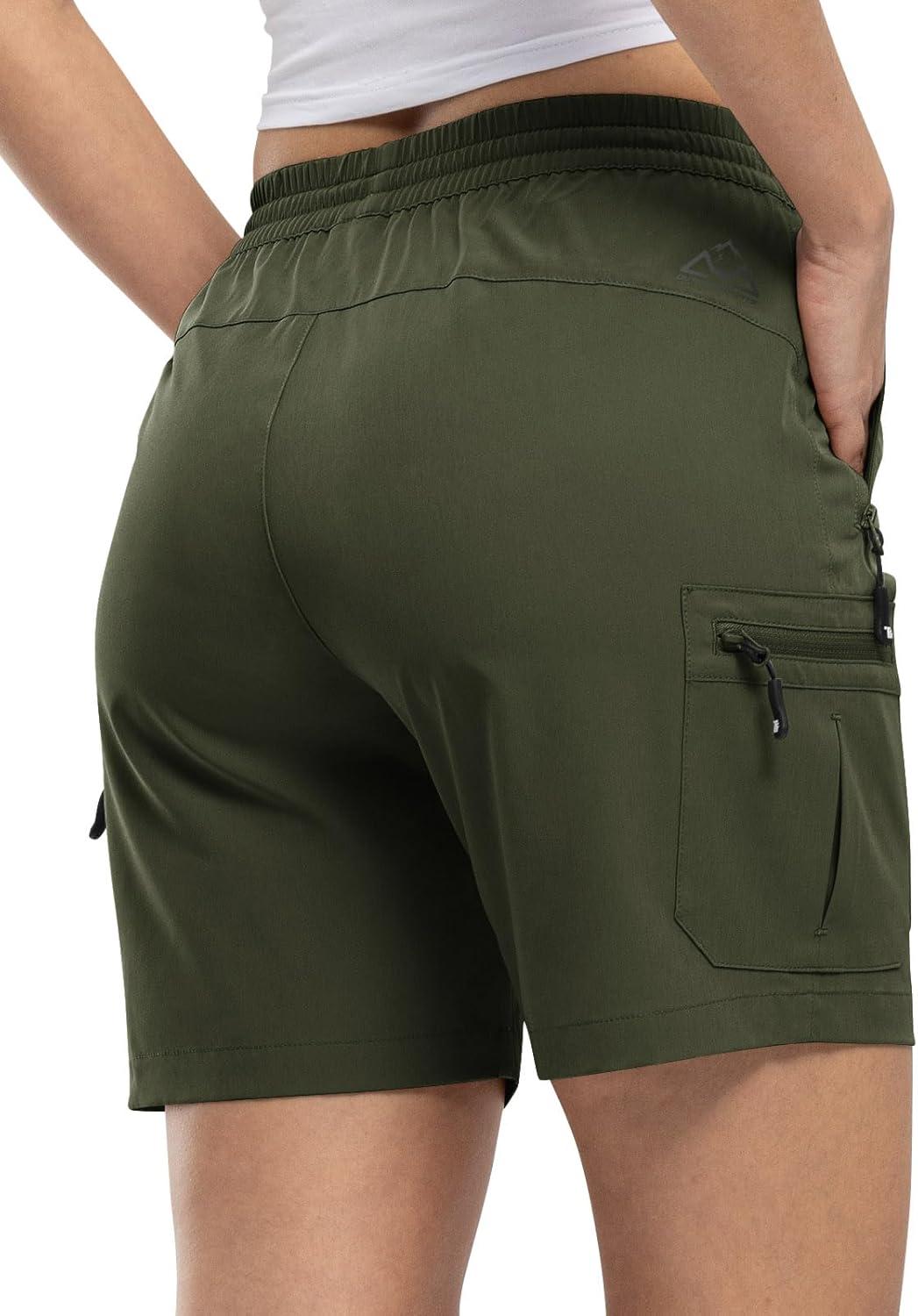 imageTBMPOY Womens Hiking Cargo Shorts Lightweight Quick Dry Athletic Summer Shorts Golf Travel Camping with Zipper PocketsArmy Green
