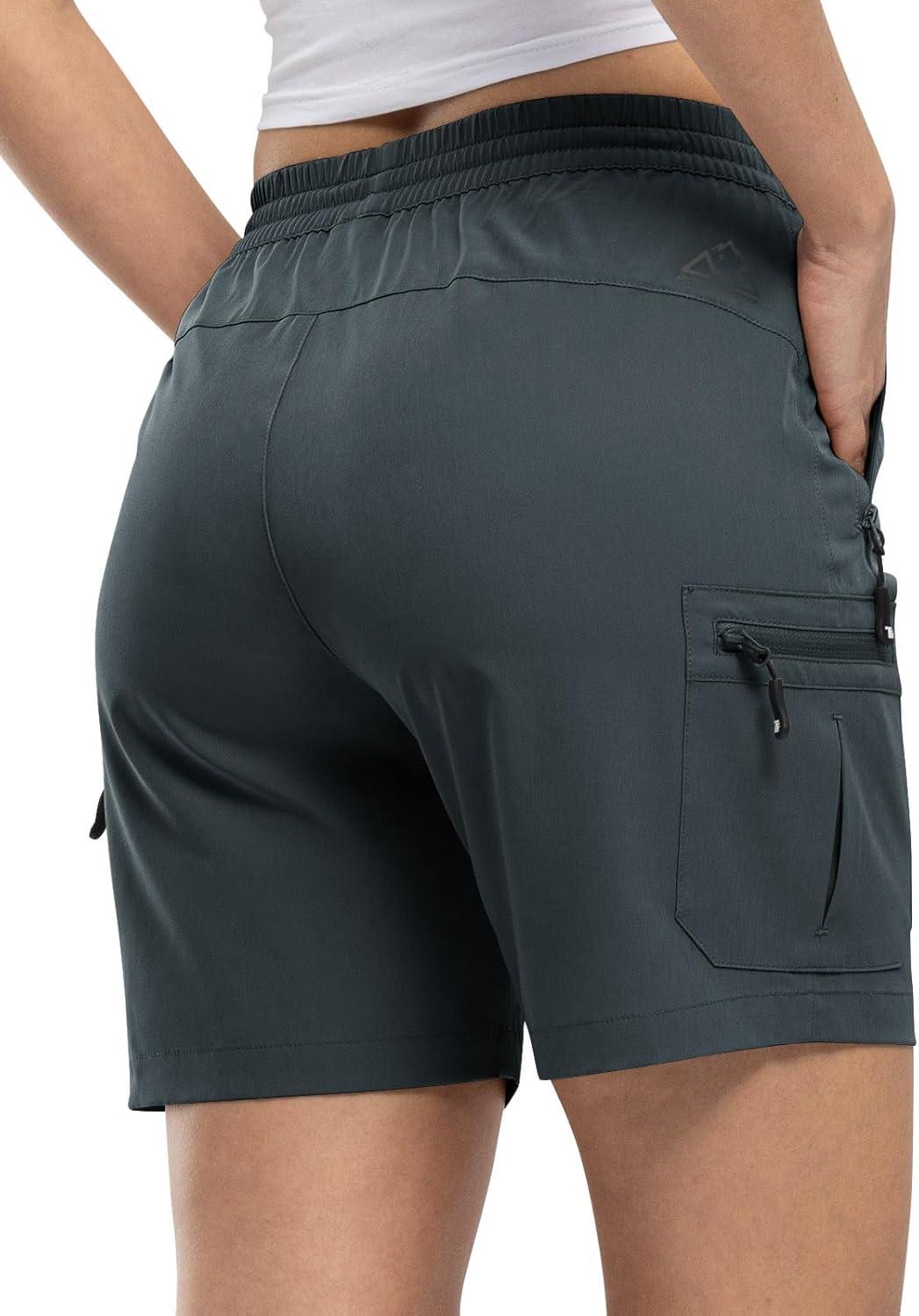 imageTBMPOY Womens Hiking Cargo Shorts Lightweight Quick Dry Athletic Summer Shorts Golf Travel Camping with Zipper PocketsCool Gray