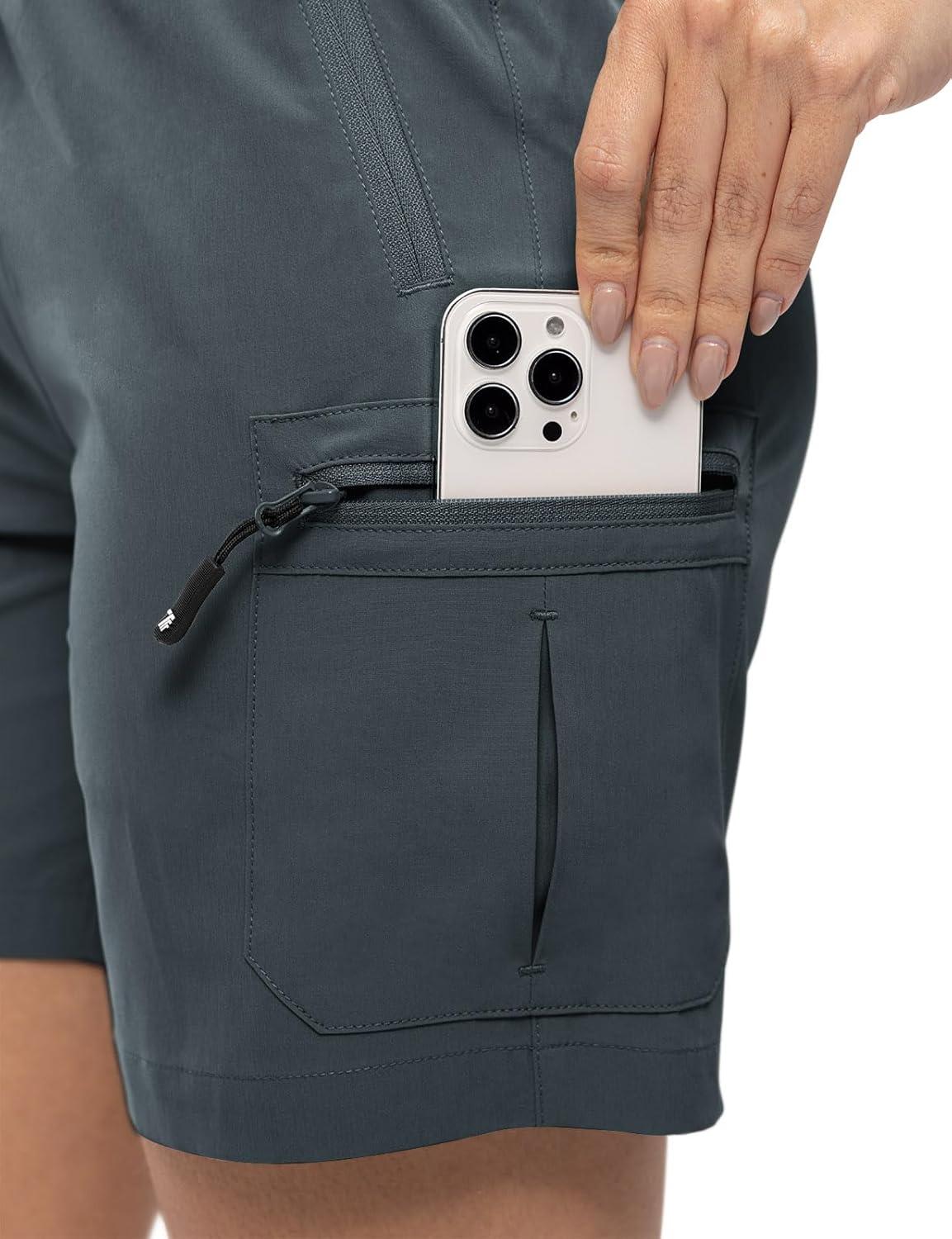 imageTBMPOY Womens Hiking Cargo Shorts Lightweight Quick Dry Athletic Summer Shorts Golf Travel Camping with Zipper PocketsCool Gray