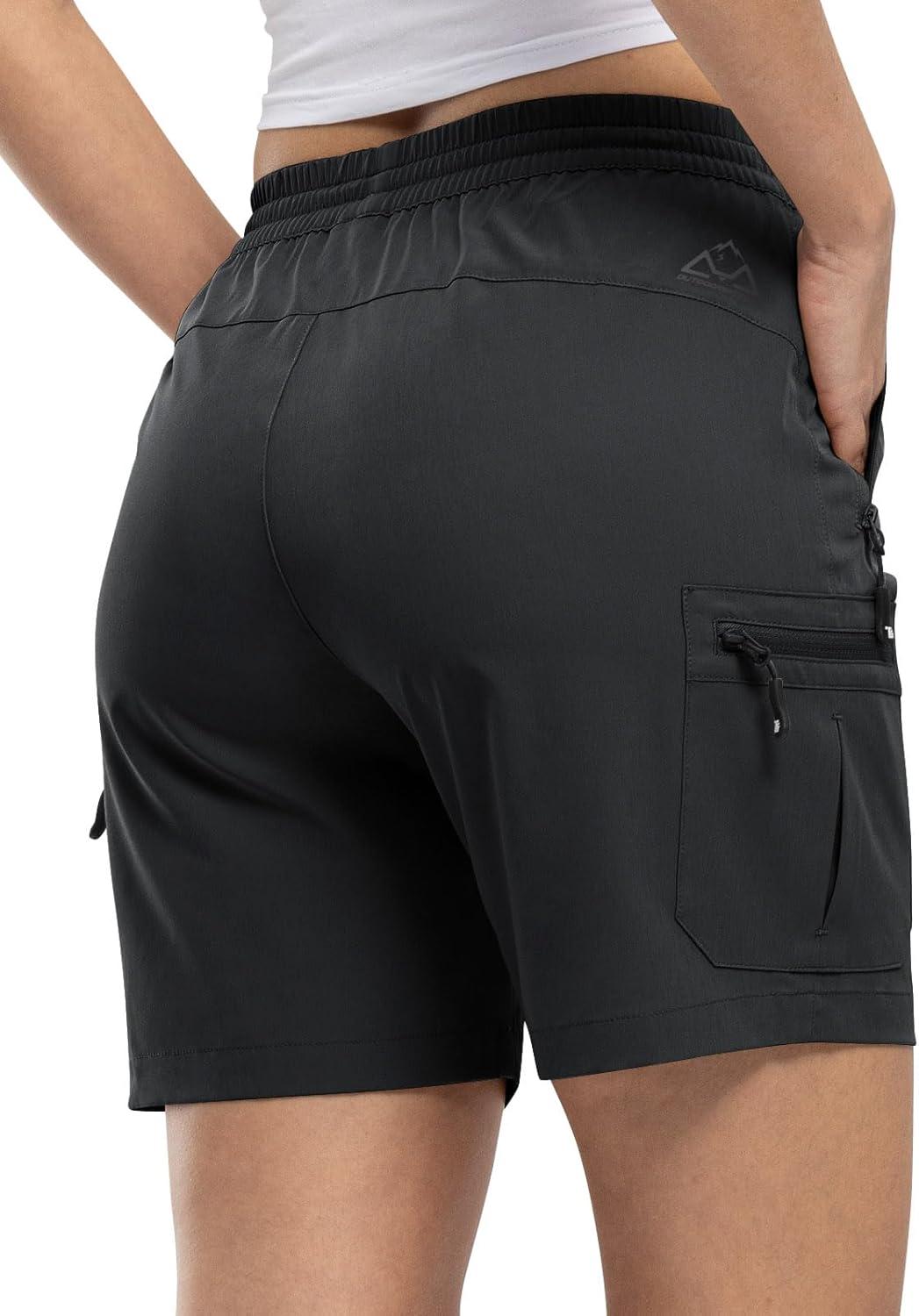 imageTBMPOY Womens Hiking Cargo Shorts Lightweight Quick Dry Athletic Summer Shorts Golf Travel Camping with Zipper PocketsDark Grey