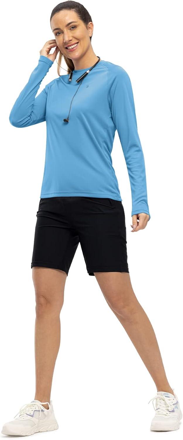 imageTBMPOY Womens UPF 50 Long Sleeve Quick Dry Zipper Sun Protection ShirtsCarolina Blue2