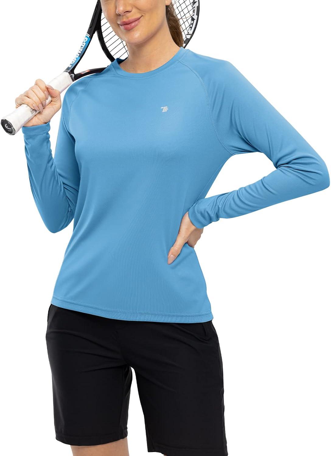 imageTBMPOY Womens UPF 50 Long Sleeve Quick Dry Zipper Sun Protection ShirtsCarolina Blue2