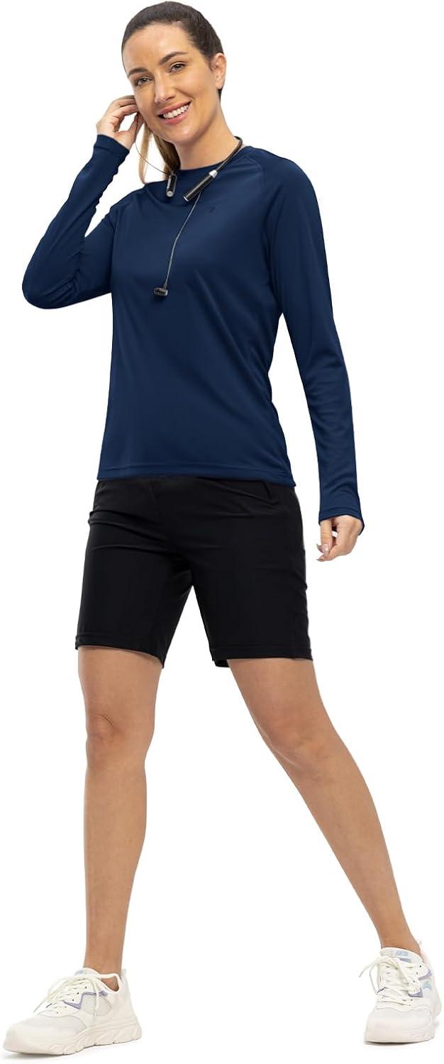imageTBMPOY Womens UPF 50 Long Sleeve Quick Dry Zipper Sun Protection ShirtsDark Blue2