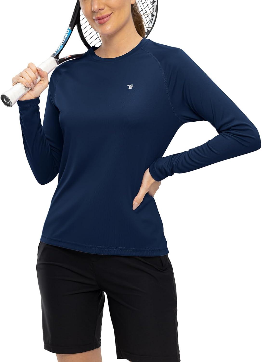 imageTBMPOY Womens UPF 50 Long Sleeve Quick Dry Zipper Sun Protection ShirtsDark Blue2