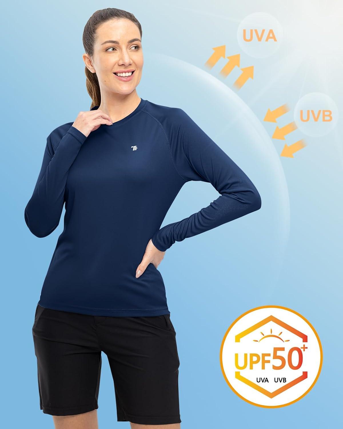 imageTBMPOY Womens UPF 50 Long Sleeve Quick Dry Zipper Sun Protection ShirtsDark Blue2