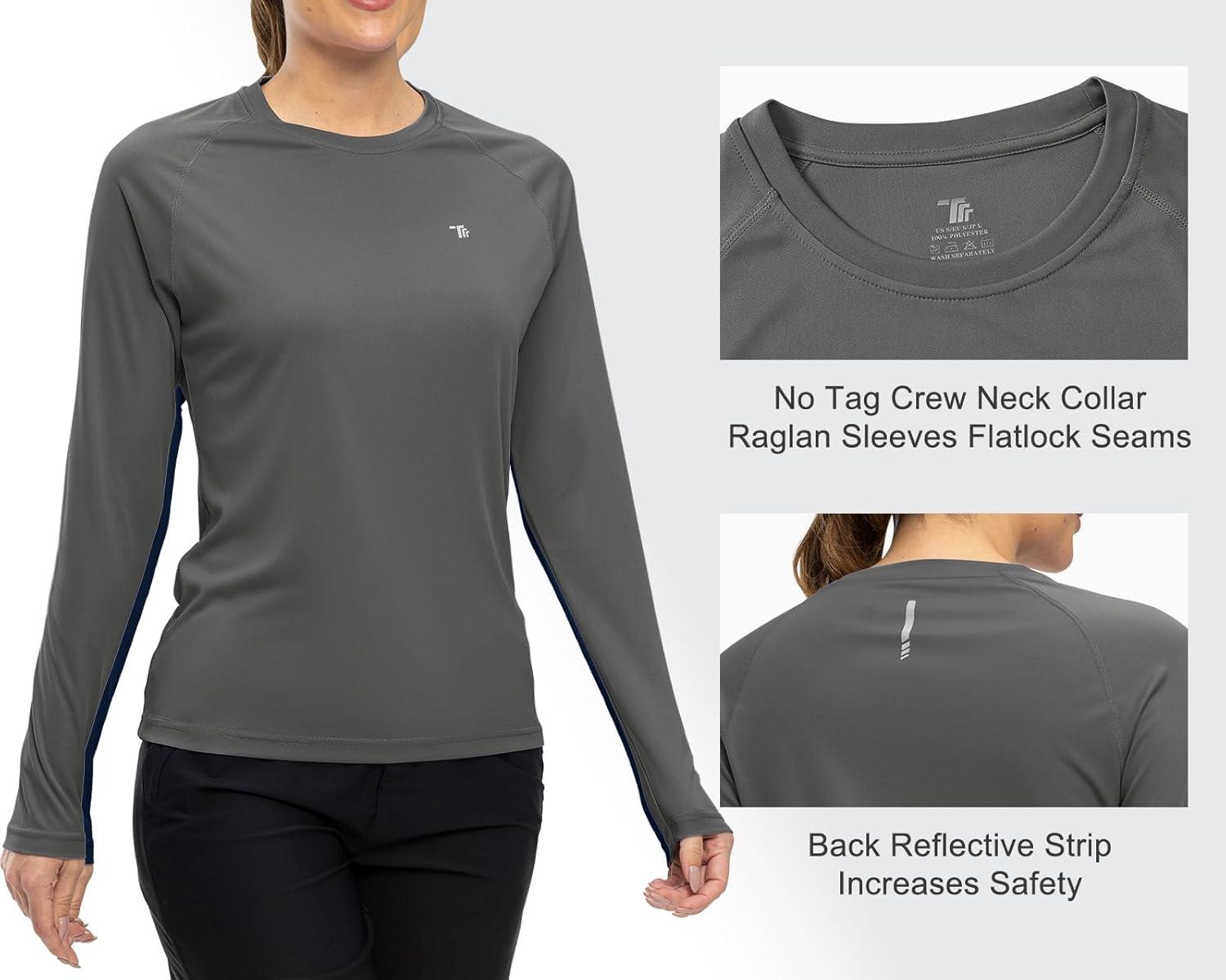 imageTBMPOY Womens UPF 50 Long Sleeve Quick Dry Zipper Sun Protection ShirtsDark Grey2