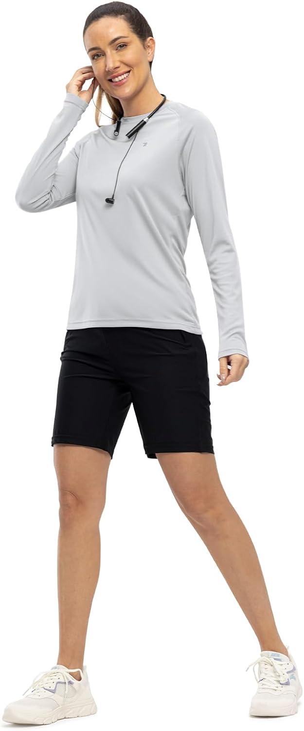 imageTBMPOY Womens UPF 50 Long Sleeve Quick Dry Zipper Sun Protection ShirtsGrey2