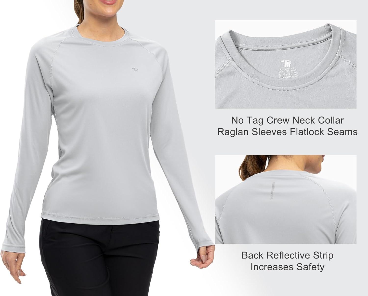 imageTBMPOY Womens UPF 50 Long Sleeve Quick Dry Zipper Sun Protection ShirtsGrey2