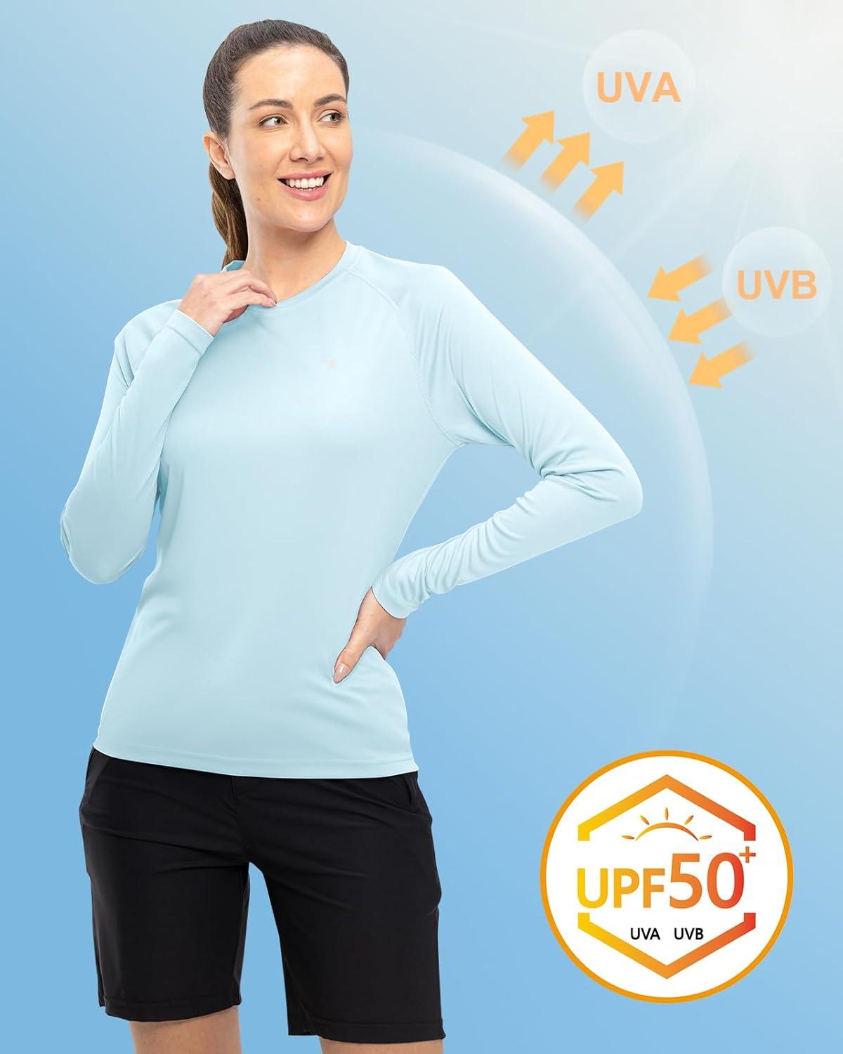 imageTBMPOY Womens UPF 50 Long Sleeve Quick Dry Zipper Sun Protection ShirtsLight Blue2