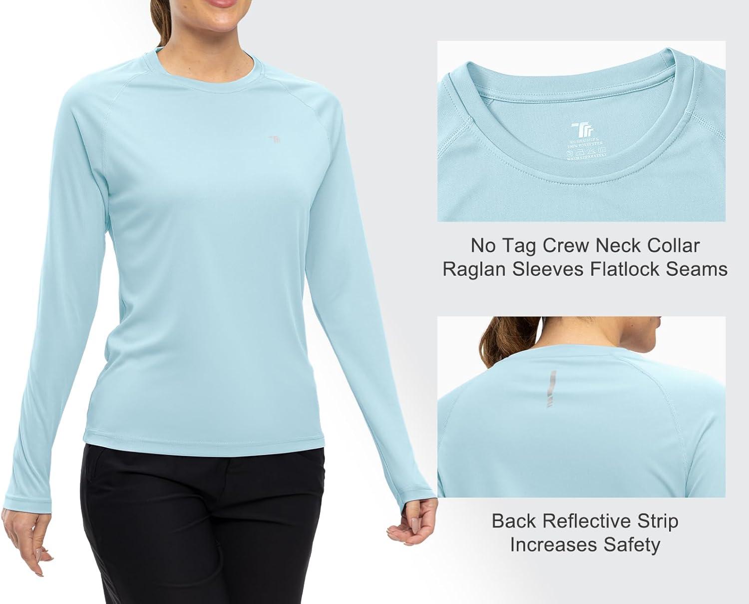imageTBMPOY Womens UPF 50 Long Sleeve Quick Dry Zipper Sun Protection ShirtsLight Blue2