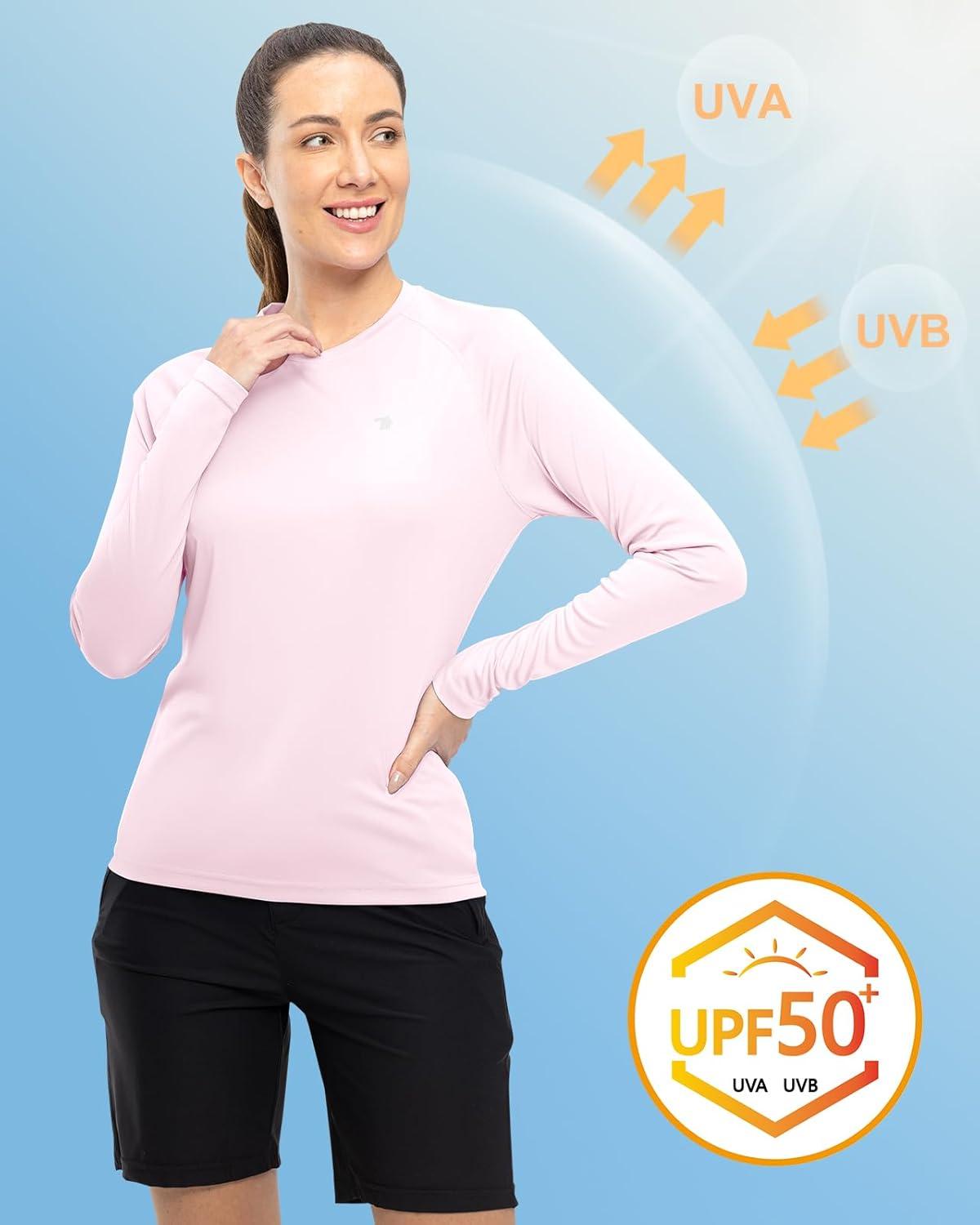 imageTBMPOY Womens UPF 50 Long Sleeve Quick Dry Zipper Sun Protection ShirtsLight Pink2