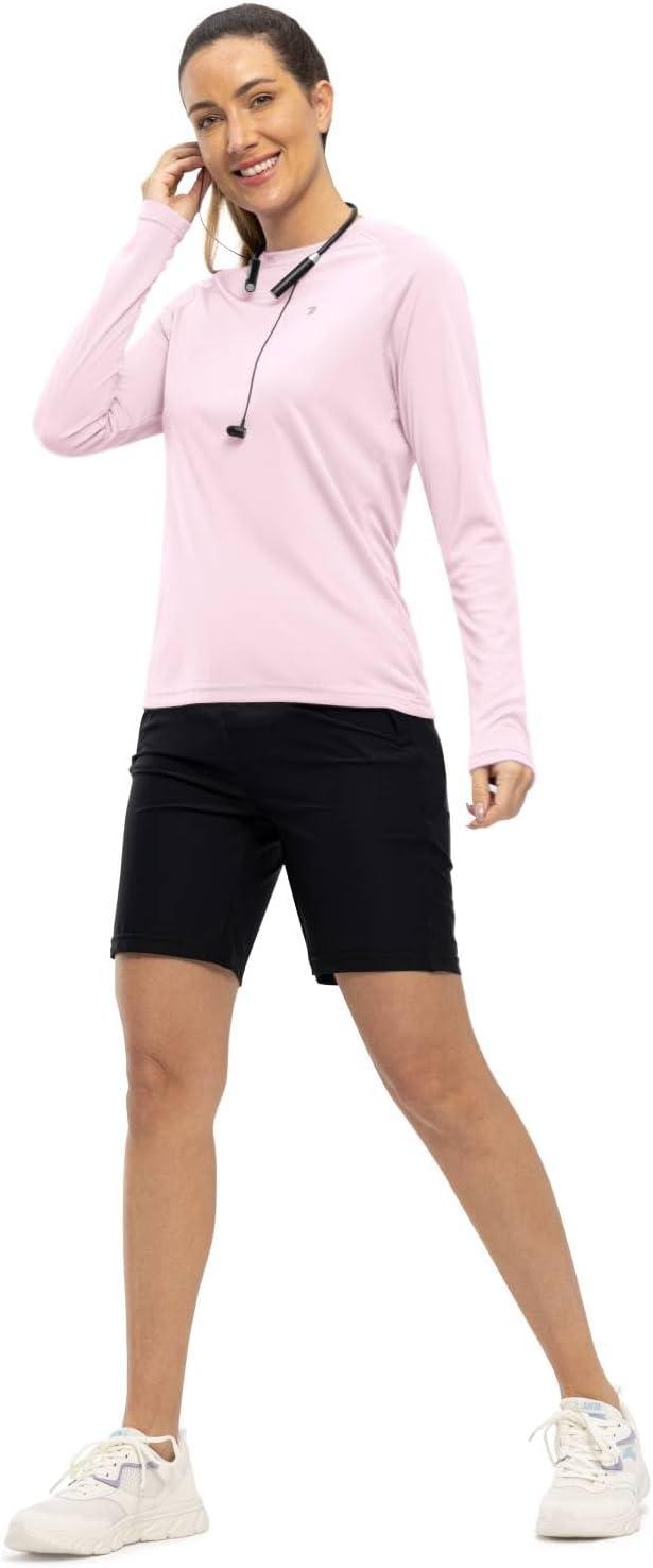 imageTBMPOY Womens UPF 50 Long Sleeve Quick Dry Zipper Sun Protection ShirtsLight Pink2
