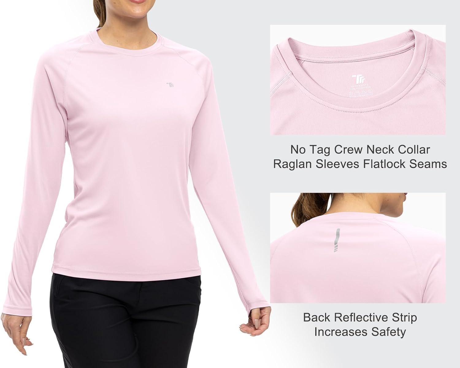 imageTBMPOY Womens UPF 50 Long Sleeve Quick Dry Zipper Sun Protection ShirtsLight Pink2