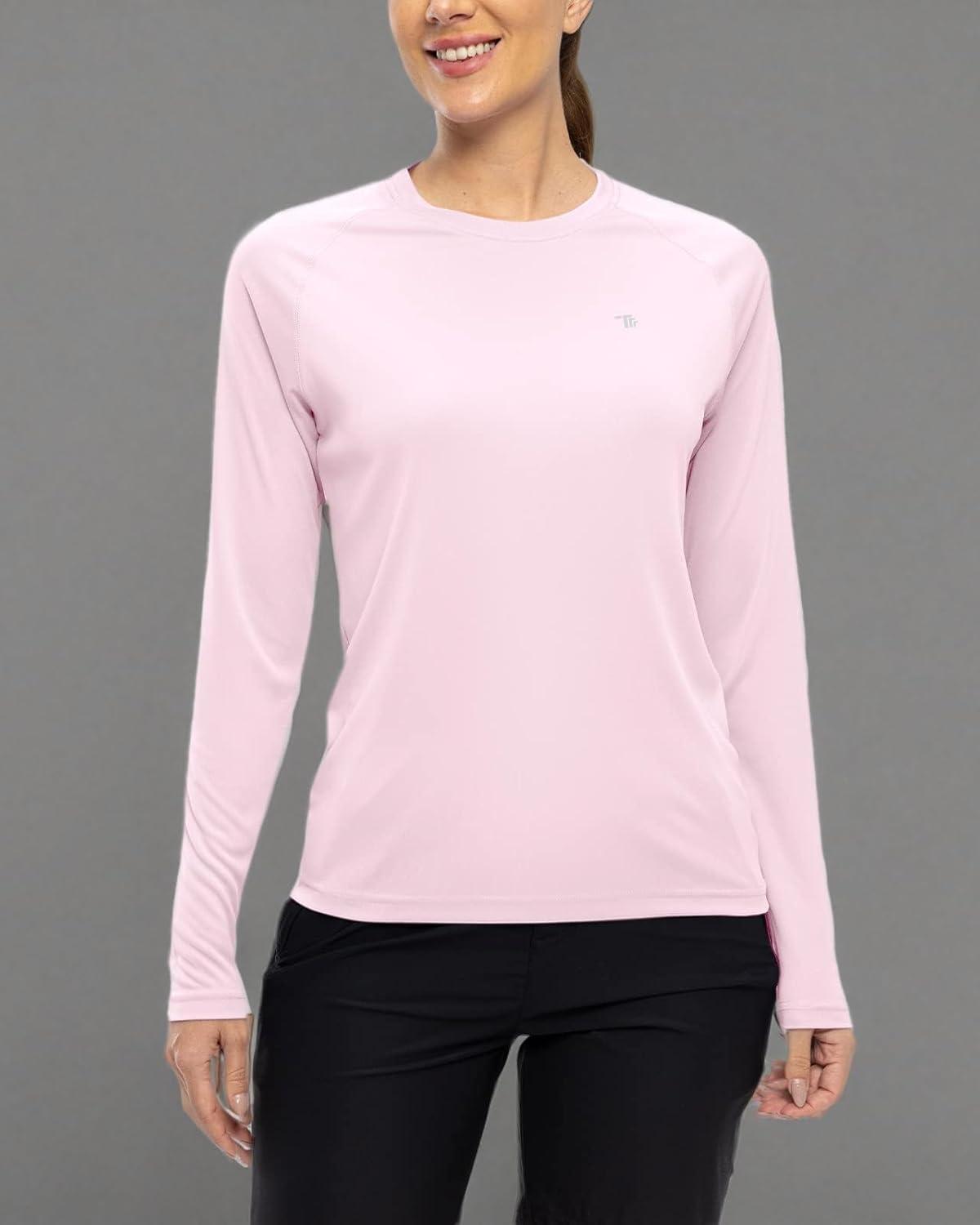 imageTBMPOY Womens UPF 50 Long Sleeve Quick Dry Zipper Sun Protection ShirtsLight Pink2