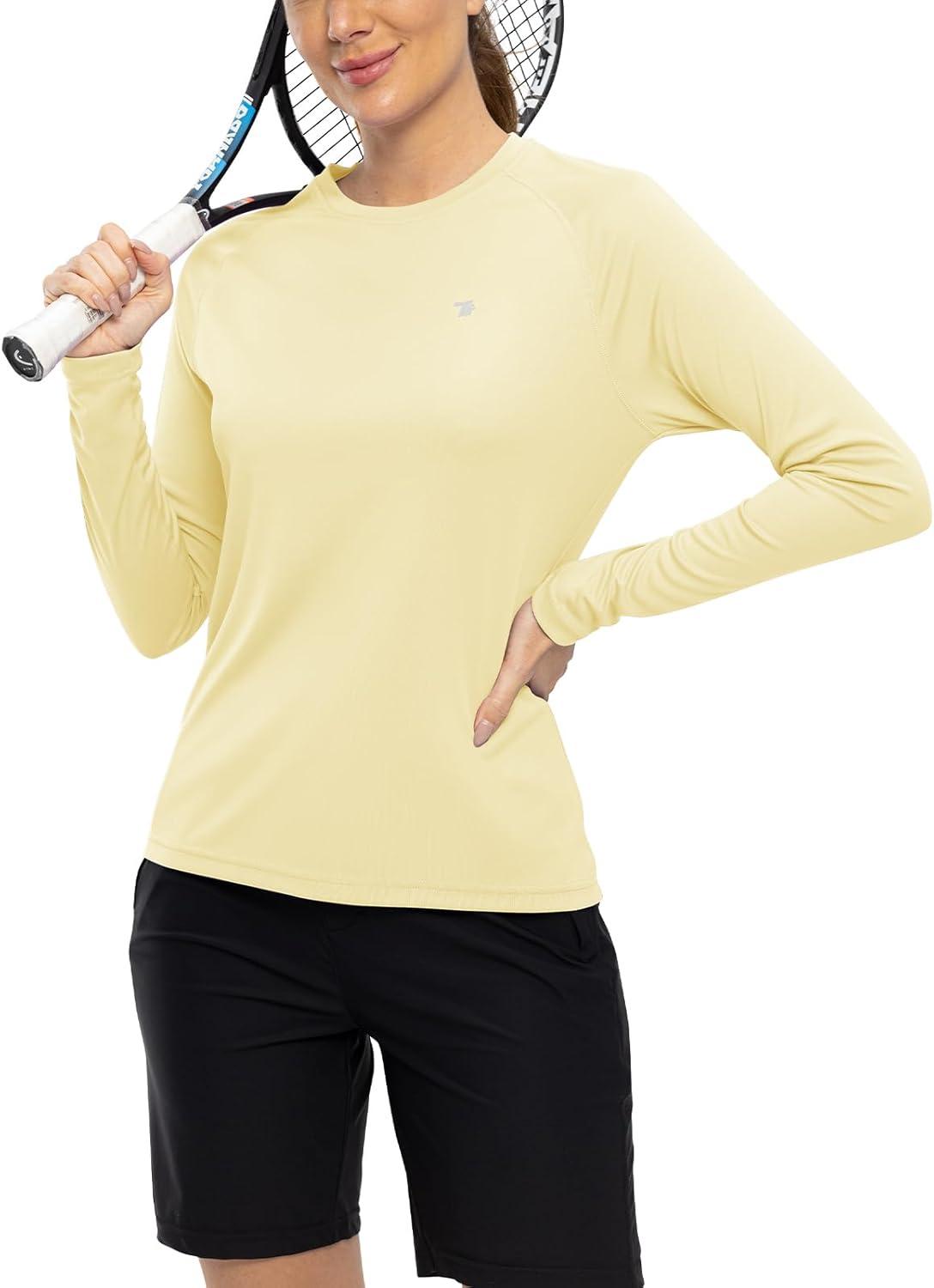 imageTBMPOY Womens UPF 50 Long Sleeve Quick Dry Zipper Sun Protection ShirtsLight Yellow2