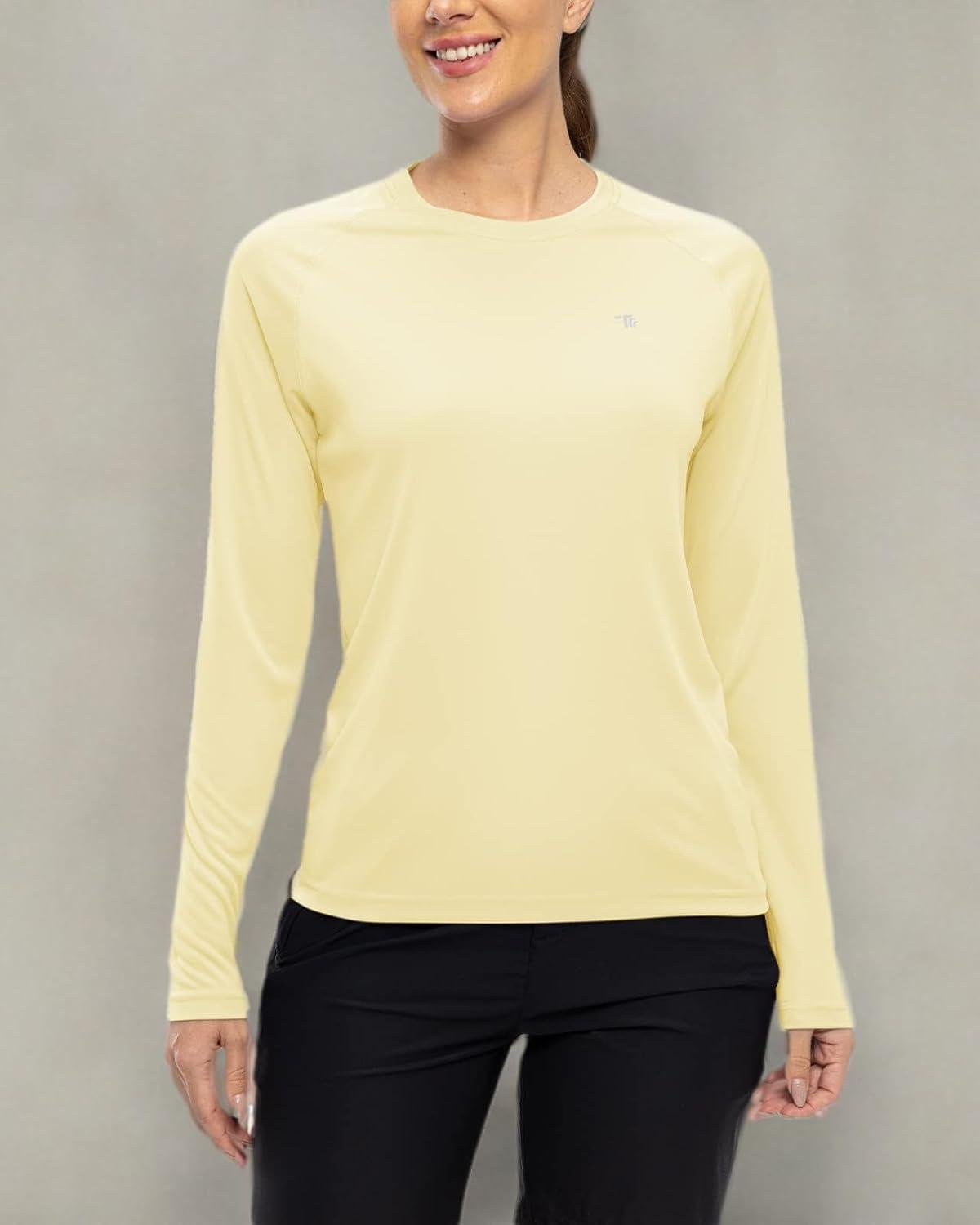 imageTBMPOY Womens UPF 50 Long Sleeve Quick Dry Zipper Sun Protection ShirtsLight Yellow2