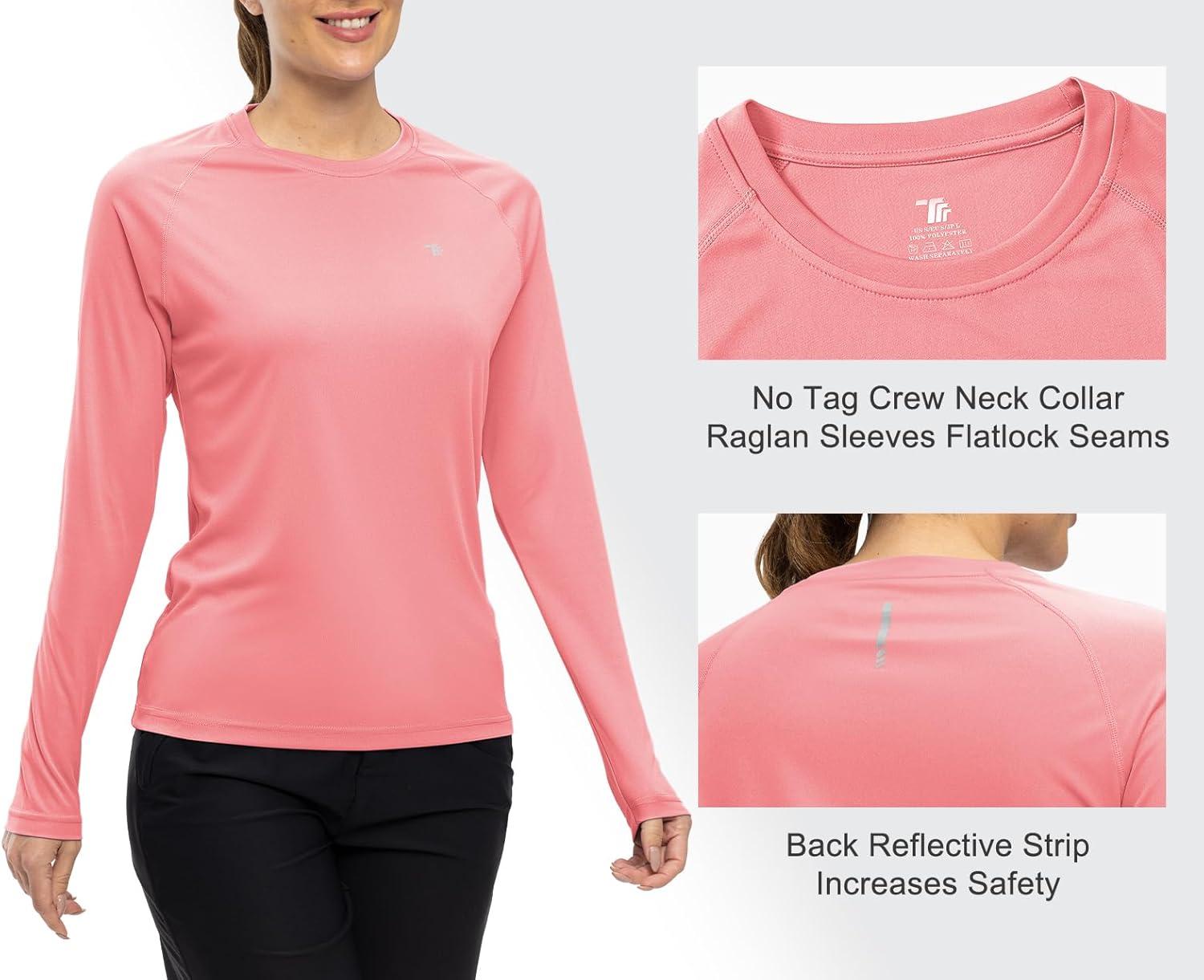 imageTBMPOY Womens UPF 50 Long Sleeve Quick Dry Zipper Sun Protection ShirtsPink2