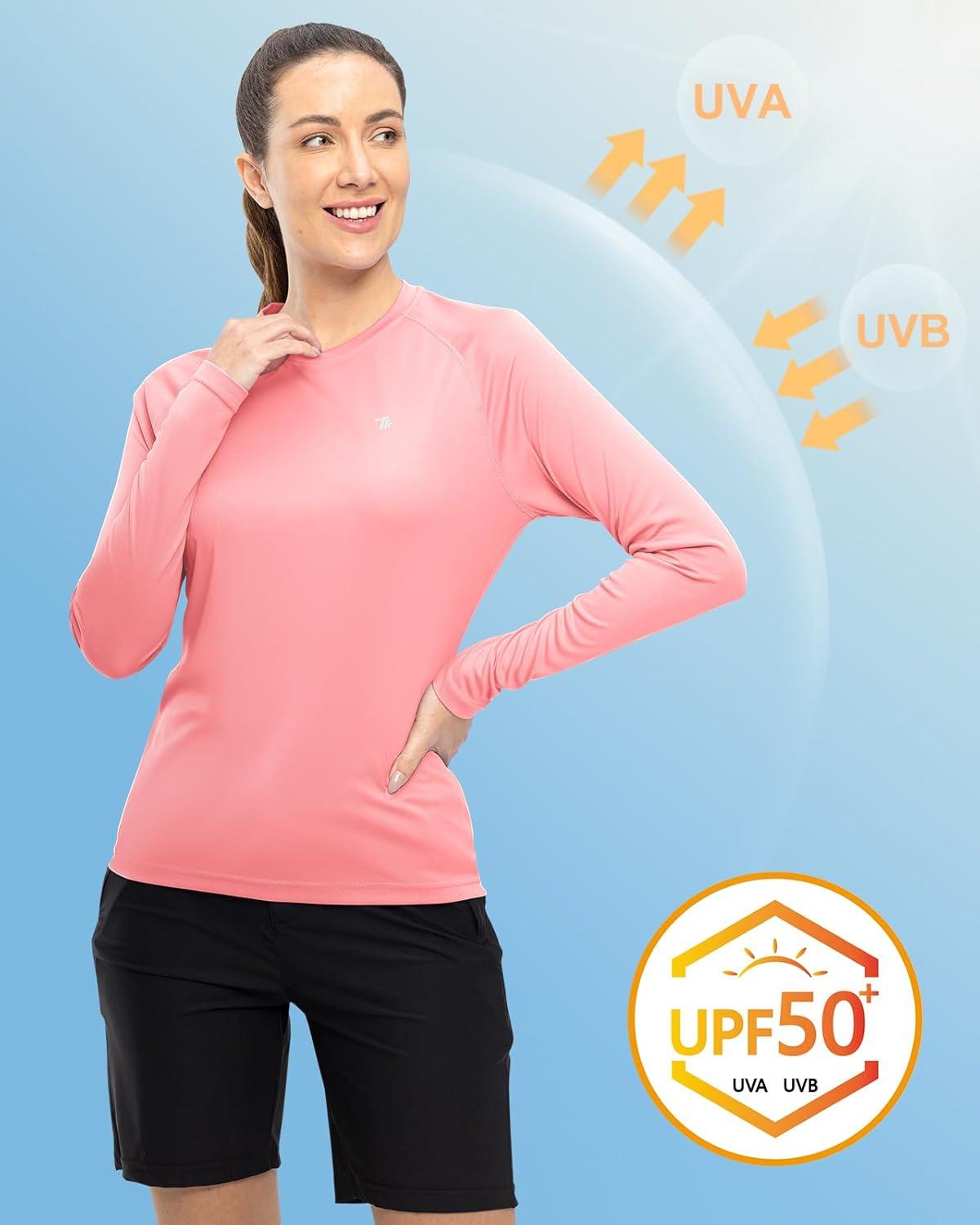 imageTBMPOY Womens UPF 50 Long Sleeve Quick Dry Zipper Sun Protection ShirtsPink2