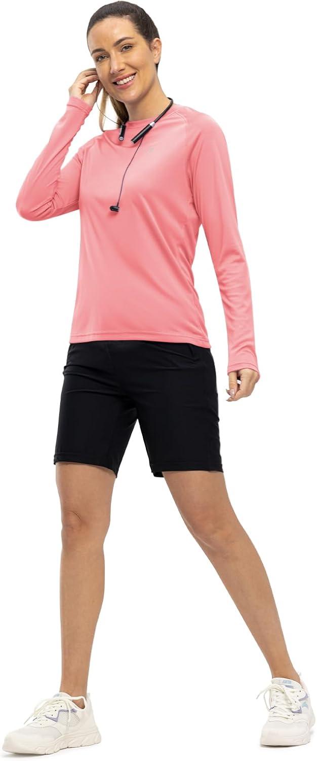 imageTBMPOY Womens UPF 50 Long Sleeve Quick Dry Zipper Sun Protection ShirtsPink2