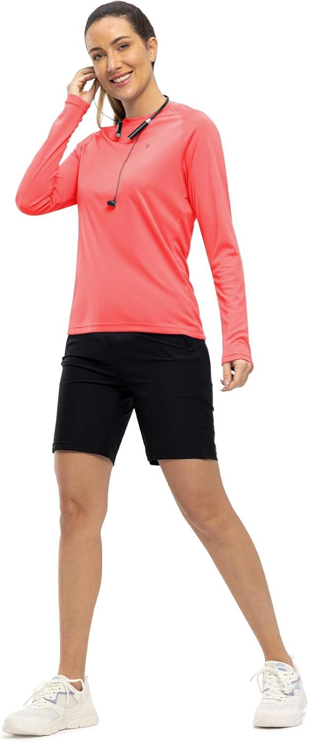 imageTBMPOY Womens UPF 50 Long Sleeve Quick Dry Zipper Sun Protection ShirtsRed2