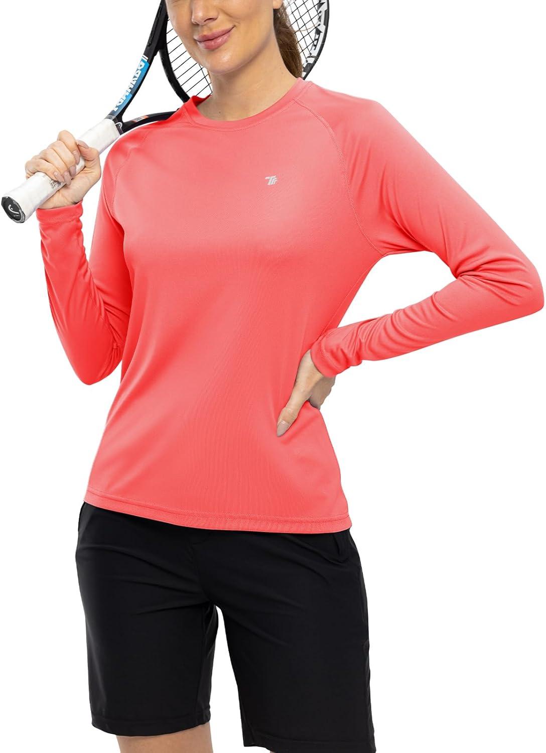 imageTBMPOY Womens UPF 50 Long Sleeve Quick Dry Zipper Sun Protection ShirtsRed2