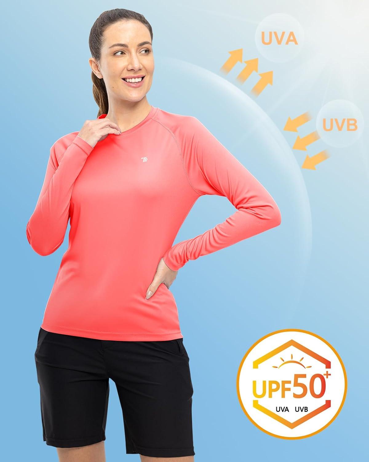 imageTBMPOY Womens UPF 50 Long Sleeve Quick Dry Zipper Sun Protection ShirtsRed2