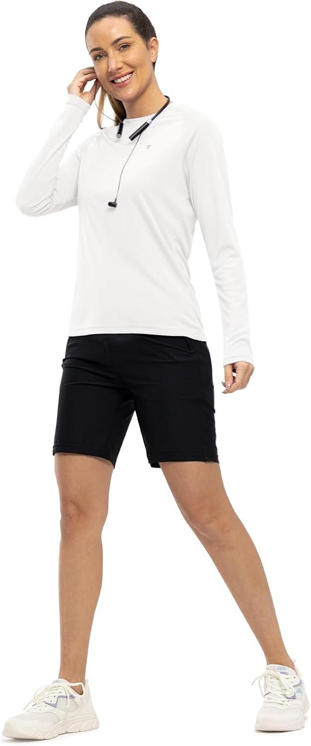imageTBMPOY Womens UPF 50 Long Sleeve Quick Dry Zipper Sun Protection ShirtsWhite2