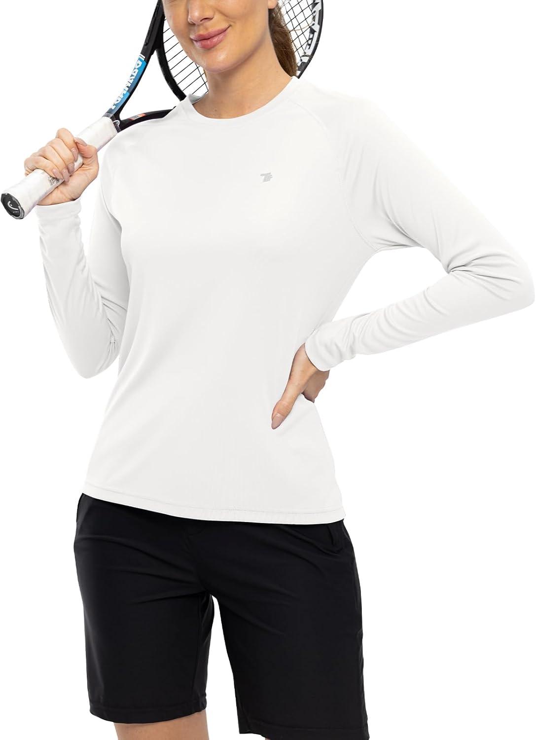 imageTBMPOY Womens UPF 50 Long Sleeve Quick Dry Zipper Sun Protection ShirtsWhite2