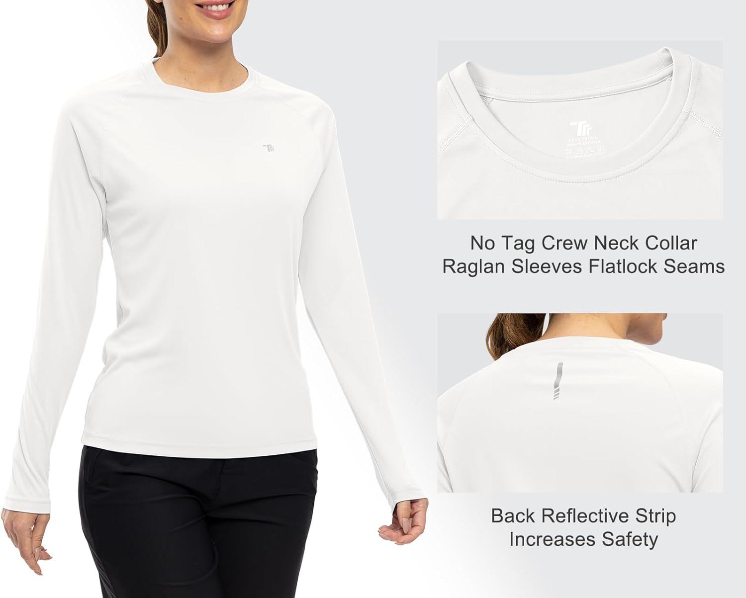 imageTBMPOY Womens UPF 50 Long Sleeve Quick Dry Zipper Sun Protection ShirtsWhite2
