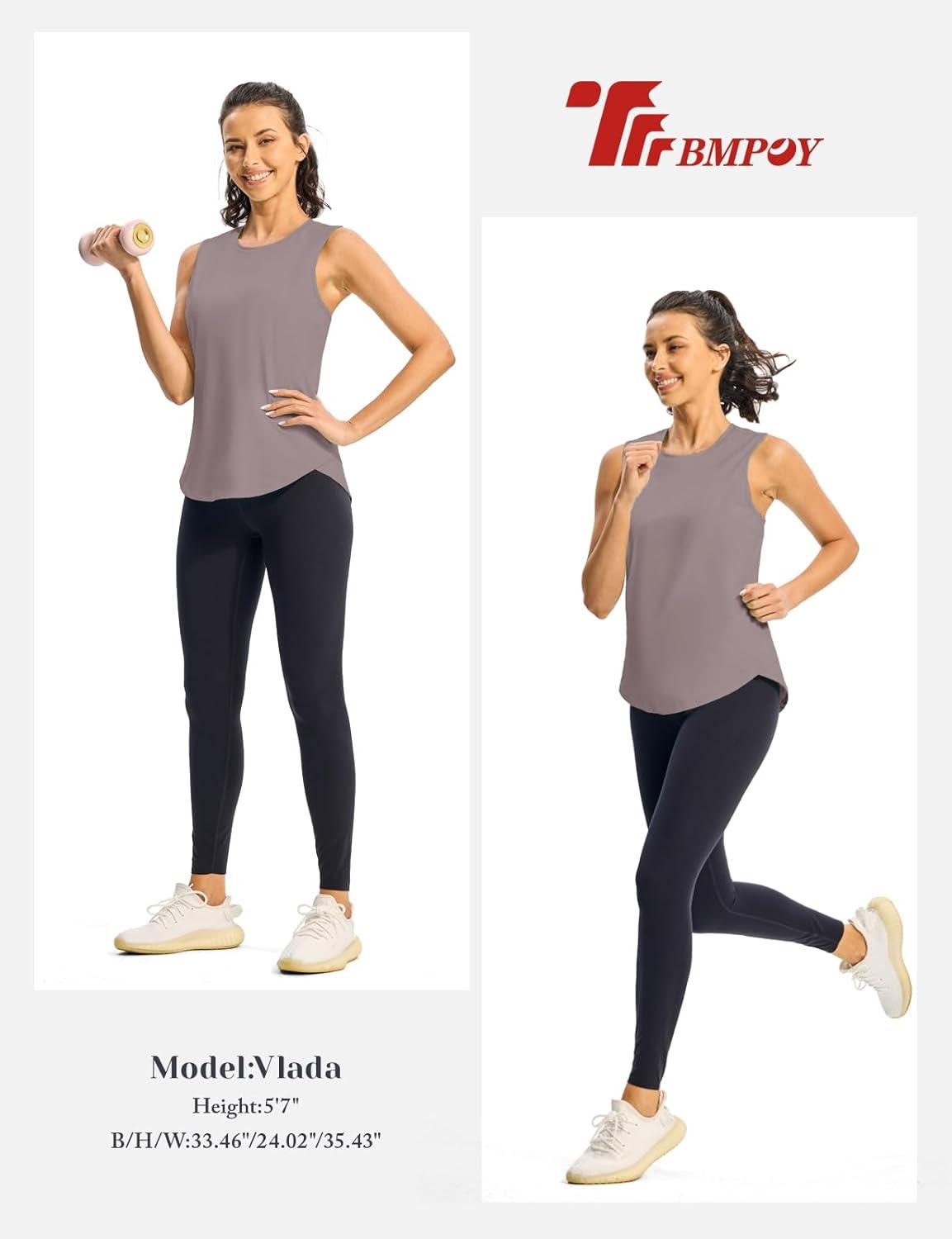 imageTBMPOY Womens Workout Tank Tops High Crew Neck Racerback Lightweight Muscle Dry Fit Tennis Sleeveless Athletic Running YogaDark Purple
