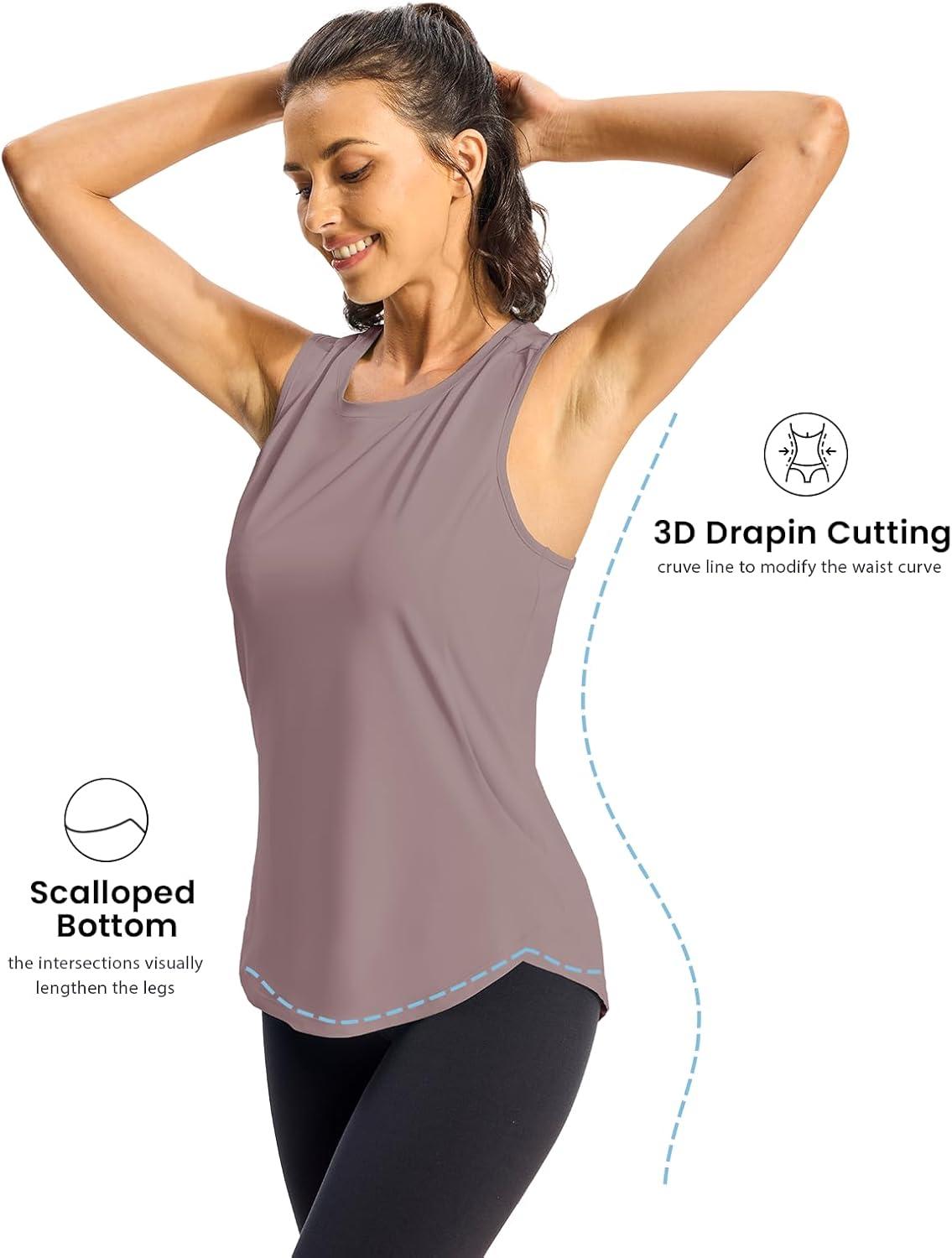imageTBMPOY Womens Workout Tank Tops High Crew Neck Racerback Lightweight Muscle Dry Fit Tennis Sleeveless Athletic Running YogaDark Purple