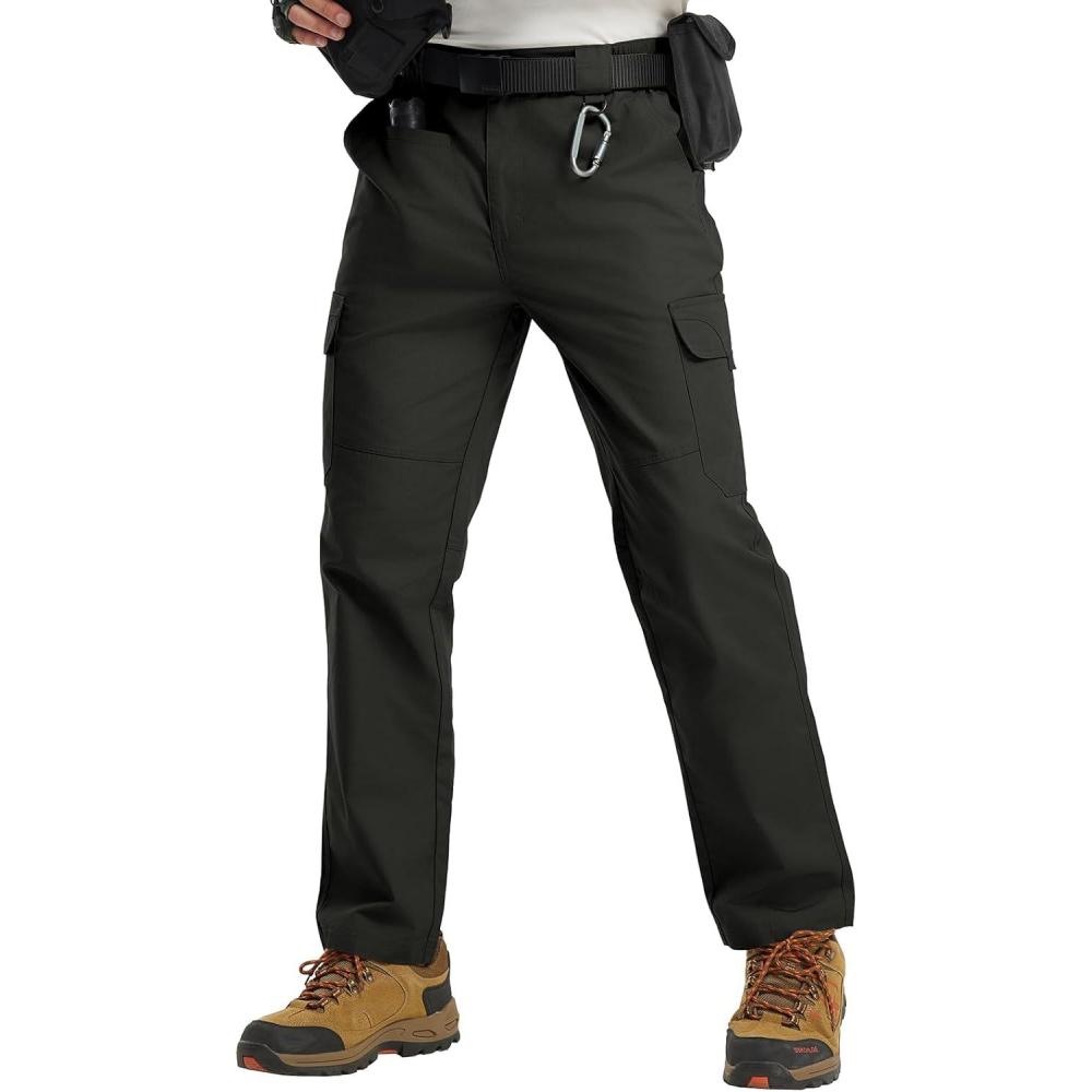 imageTBMPOY Mens Cargo Tactical Pants Stretch Ripstop Work Pants Water Resistant Hiking Pant for Outdoor