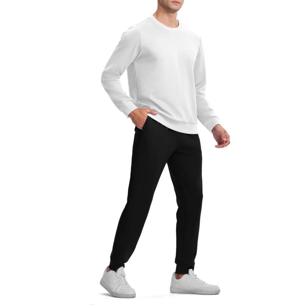imageTBMPOY Mens Sweatsuits 2 Piece Set Tracksuits Jogging Outfits Long Sleeve Tops Jogger Pants Sweat Track Suits Casual AthleticWhite