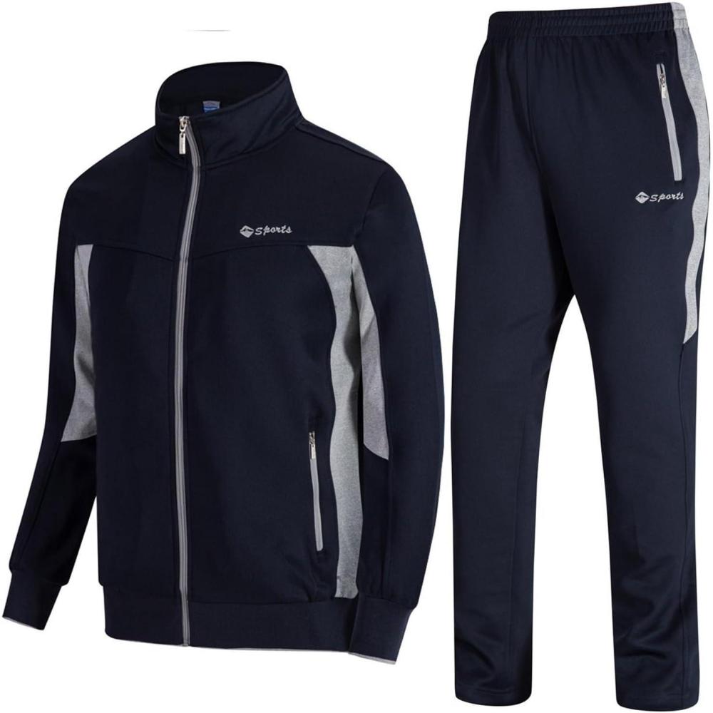 imageTBMPOY Mens Tracksuits Sweatsuits for Men Sweat Track Suits 2 Piece Casual Athletic Jogging Warm Up Full Zip Sets01 Navygrey