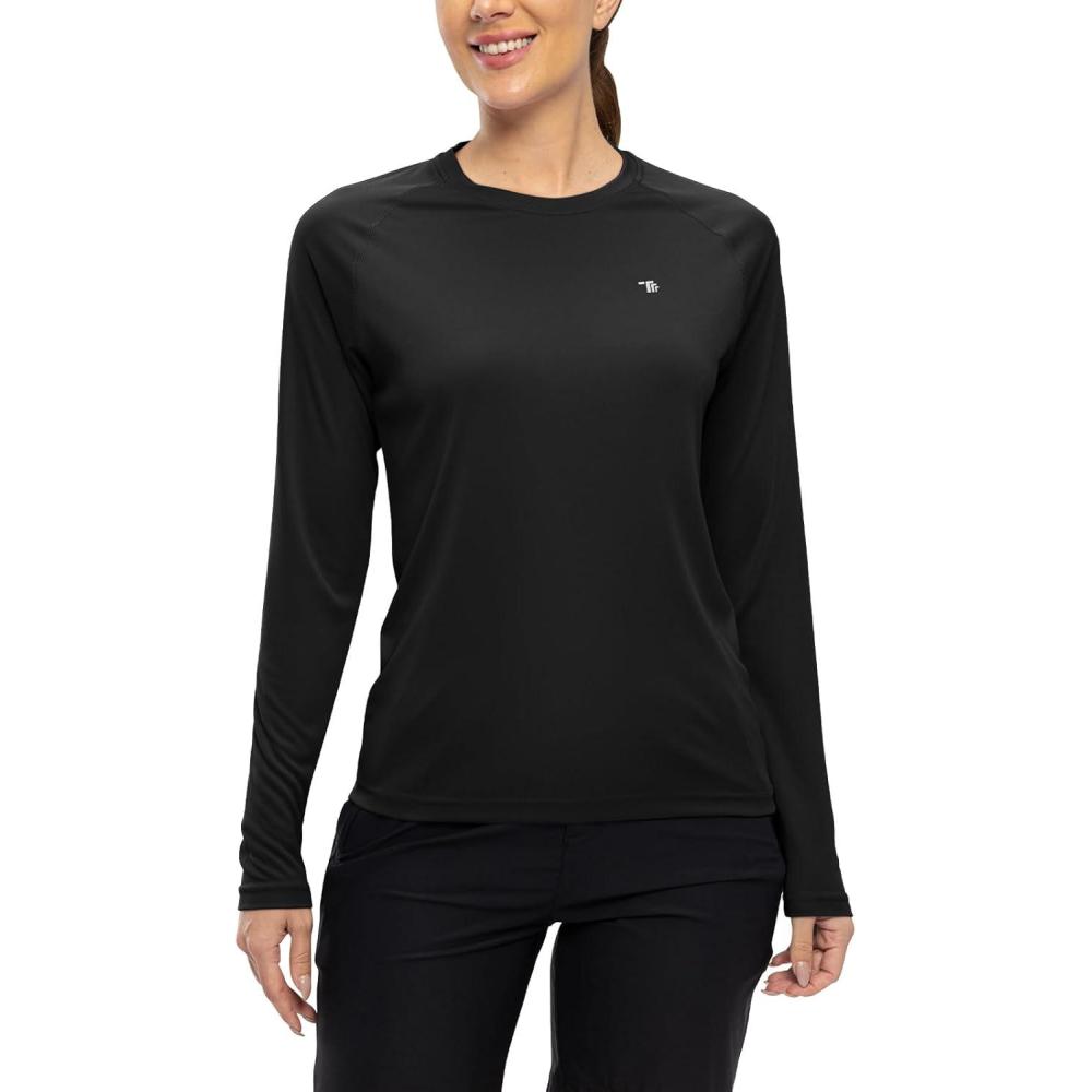 imageTBMPOY Womens UPF 50 Long Sleeve Quick Dry Zipper Sun Protection ShirtsBlack2