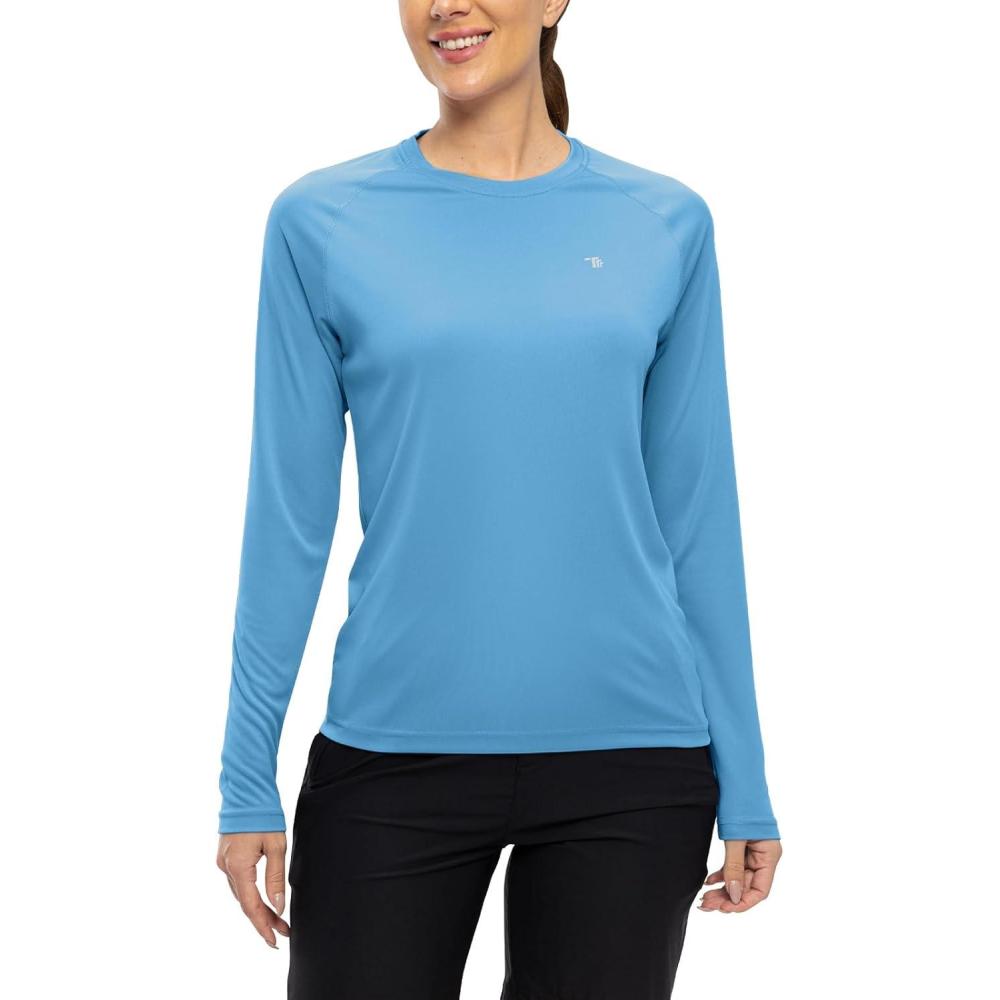 imageTBMPOY Womens UPF 50 Long Sleeve Quick Dry Zipper Sun Protection ShirtsBlue2