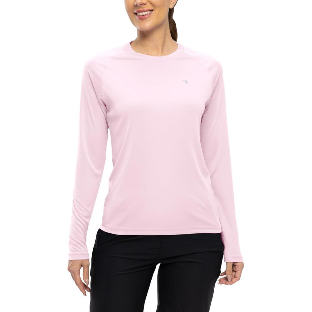imageTBMPOY Womens UPF 50 Long Sleeve Quick Dry Zipper Sun Protection ShirtsLight Pink2