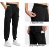 imageTBMPOY Mens Cargo Sweatpants Joggers Winter Fleece Lined Pants Gym Running Cotton Pants with Zipper PocketsBlack