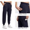 imageTBMPOY Mens Cargo Sweatpants Joggers Winter Fleece Lined Pants Gym Running Cotton Pants with Zipper PocketsNavy