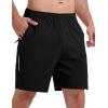 imageTBMPOY Mens Hiking Shorts 7quot Quick Dry Lightweight Cargo Fishing Shorts with Zipper Pockets Elastic Waist Drawstring WalkingBlack