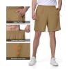 imageTBMPOY Mens Hiking Shorts 7quot Quick Dry Lightweight Cargo Fishing Shorts with Zipper Pockets Elastic Waist Drawstring WalkingKhaki