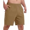 imageTBMPOY Mens Hiking Shorts 7quot Quick Dry Lightweight Cargo Fishing Shorts with Zipper Pockets Elastic Waist Drawstring WalkingKhaki