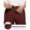 imageTBMPOY Mens Lightweight Hiking Pants with Belt 5 Zip Pockets Waterproof QuickDry Travel Fishing Work Outdoor PantsA10thin Wine Red
