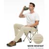 imageTBMPOY Mens Lightweight Hiking Pants with Belt 5 Zip Pockets Waterproof QuickDry Travel Fishing Work Outdoor PantsA11thin Creamy White