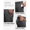 imageTBMPOY Mens Lightweight Hiking Pants with Belt 5 Zip Pockets Waterproof QuickDry Travel Fishing Work Outdoor PantsA1thin Dark Grey
