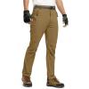 imageTBMPOY Mens Lightweight Hiking Pants with Belt 5 Zip Pockets Waterproof QuickDry Travel Fishing Work Outdoor PantsA27thin Light Coffee