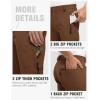 imageTBMPOY Mens Lightweight Hiking Pants with Belt 5 Zip Pockets Waterproof QuickDry Travel Fishing Work Outdoor PantsA28thin Dark Brown