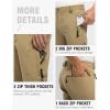 imageTBMPOY Mens Lightweight Hiking Pants with Belt 5 Zip Pockets Waterproof QuickDry Travel Fishing Work Outdoor PantsA2thin Khaki