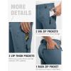 imageTBMPOY Mens Lightweight Hiking Pants with Belt 5 Zip Pockets Waterproof QuickDry Travel Fishing Work Outdoor PantsA4thin Stone Blue