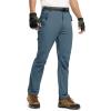 imageTBMPOY Mens Lightweight Hiking Pants with Belt 5 Zip Pockets Waterproof QuickDry Travel Fishing Work Outdoor PantsA4thin Stone Blue